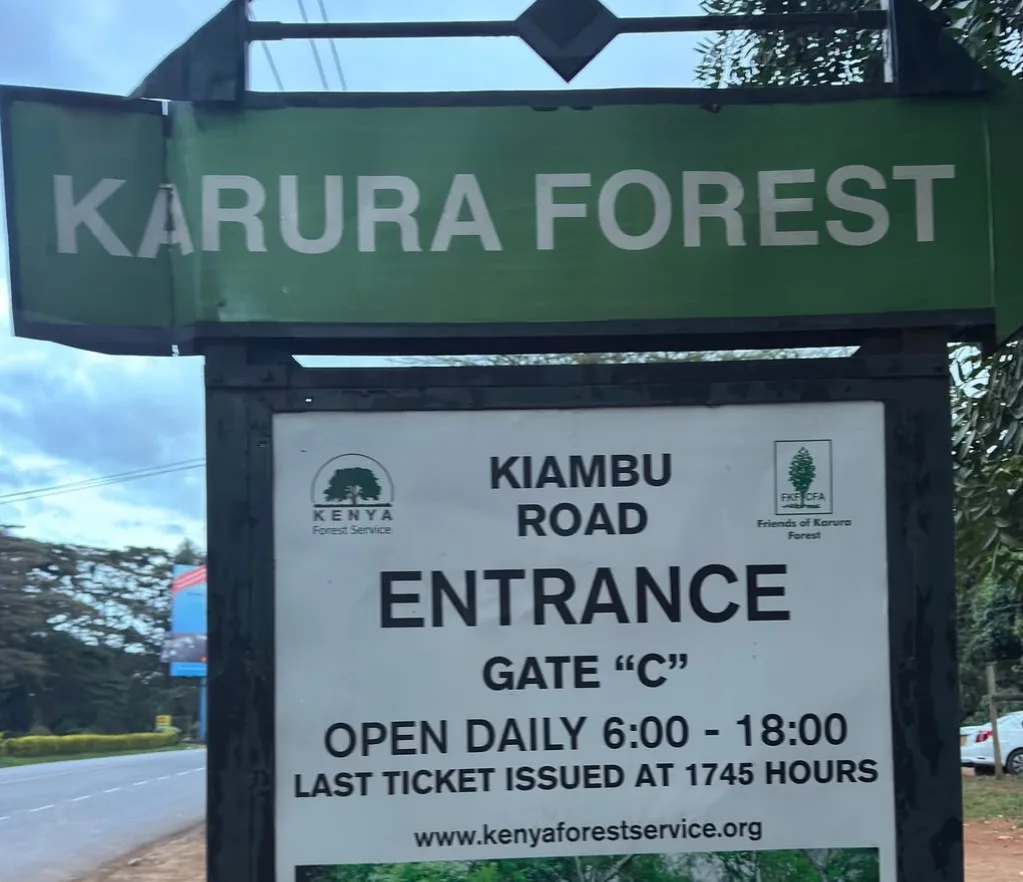 Karura Forest Gate C, where entrance and parking are paid